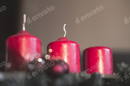 Preview: A Closeup Shot Of Decorative Red Christmas Candles