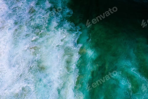Preview: An Aerial Shot Of Sea Waves And Foam On Its Surface- Perfect For Sea, Water, Wave Wallpapers