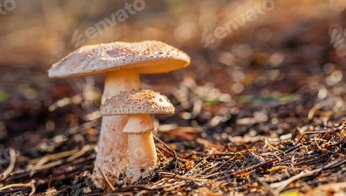 Preview: A Closeup Shot Of Brown Mushrooms In A Fore