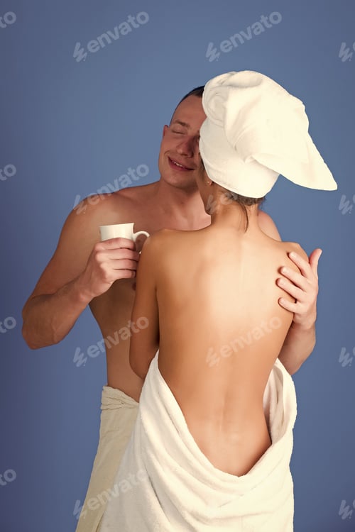 Preview: Handsome Man Drinking Morning Coffee. Young Man Drinking Coffee In The Morning. Couple Having
