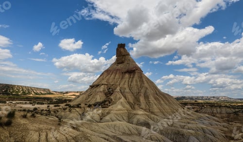 Preview: A Beautiful Scenery Of The Bardenas Reales In Spain Under A Breathtaking Cloudy Sky