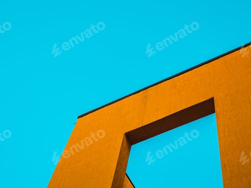 Preview: A Low Angle Shot Of Modern Architectural Details On A Blue Sky Background