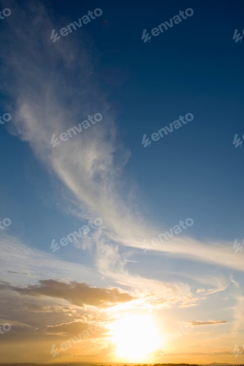 Preview: Natural Blue Sky With Clouds Scene Of Sunset Or Sunrise.