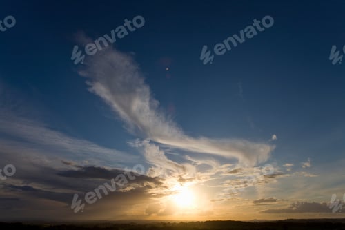 Preview: Natural Blue Sky With Clouds Scene Of Sunset Or Sunrise.