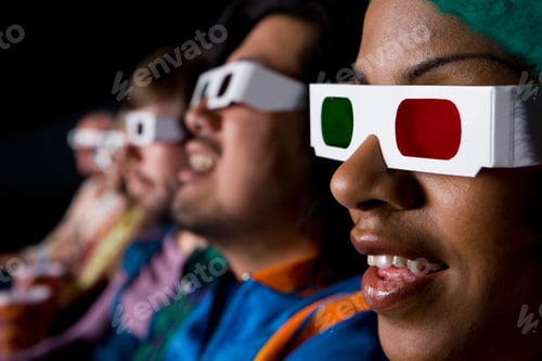 Preview: Close-Up Shot Of An Audience In The Cinema Hall Wearing 3D Glasses.