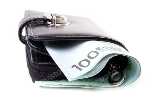 Preview: Black Wallet Filled with Euro Currency Isolated