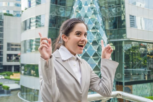 Preview: Young Businesswoman Look Good On The Outside Background.