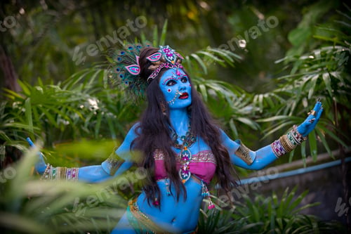 Preview: Buddhist Deity: Woman With Face & Body Paint.