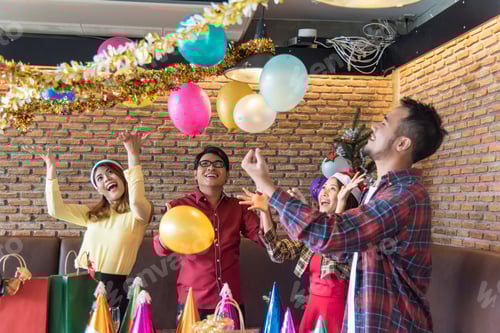 Preview: Christmas And New Year Party Joyful Friends Having Fun