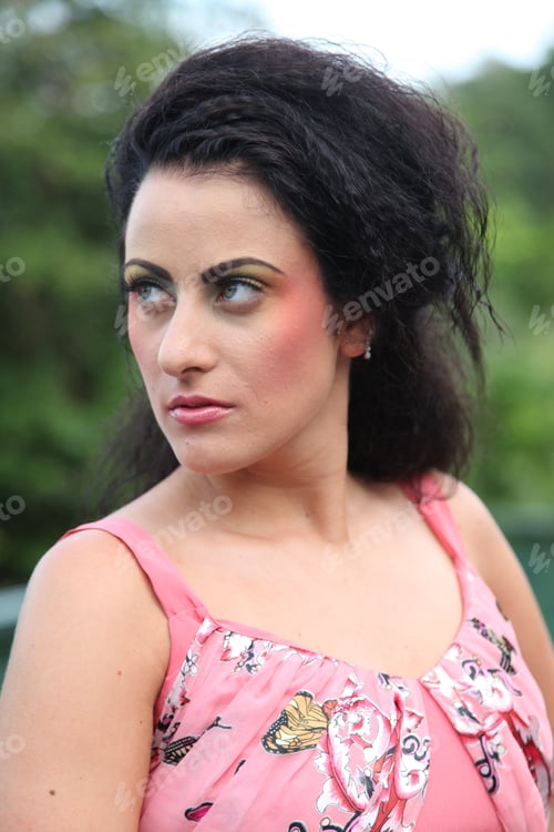 Preview: Fashion Image With Bold Make-Up And Modern Hairstyle.