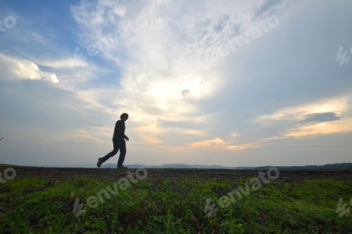 Preview: Sunset And Running Young Man