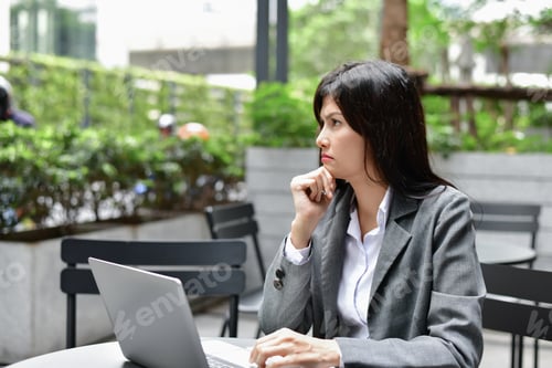 Preview: Business Concept.Young Asian Businesswoman Is Working Happily.Young Businesswoman Working In A