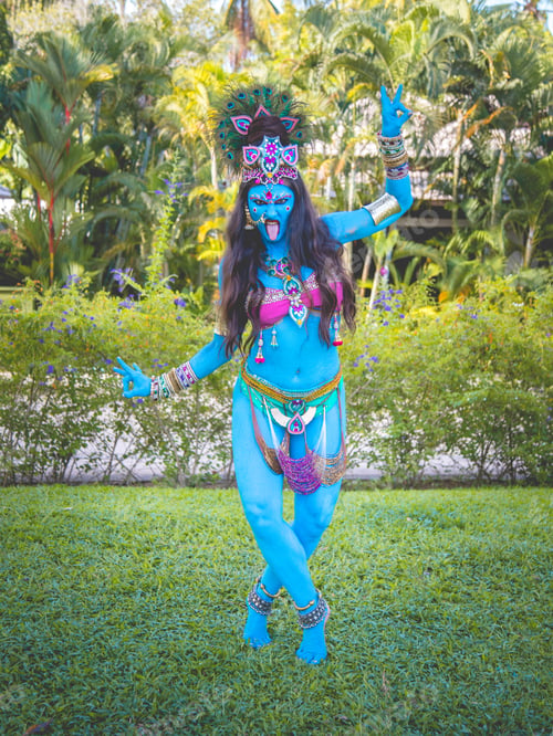 Preview: Buddhist Deity: Woman With Face & Body Paint.