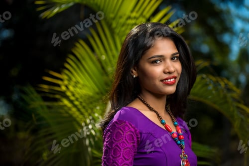 Preview: Beautiful Indian Young Girl Posing Outdoors Or Park.