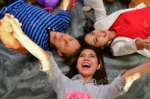 Preview: Family Concept. Family Is Happy In The House. Family Is Doing Activities In The Bedroom. The Family