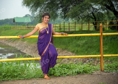 Preview: Indian Beautiful Young Girl In Traditional Saree Posing Outdoors