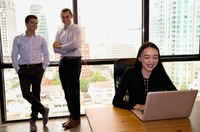 Preview: Youngs Is Working In Office Building Background