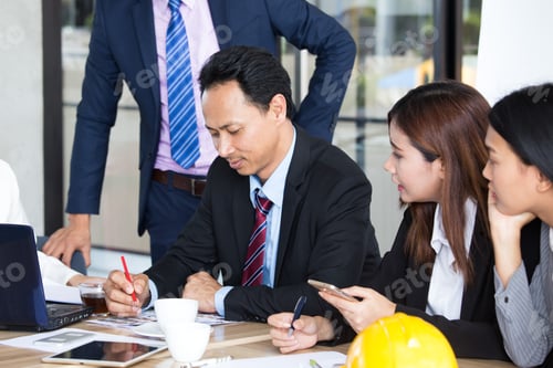 Preview: Asia Business People Or Businessman And Businesswoman Have A Team Meeting, Protrait Business Team