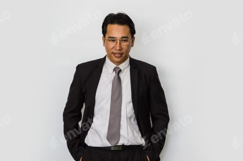 Preview: Young Businessmen Make Gestures On A White Background.