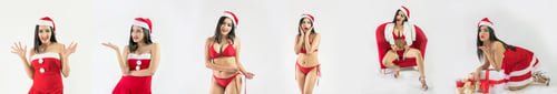 Preview: Beautiful Happy Woman In Sexy Santa Claus Clothes.