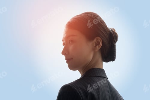 Preview: A Silhouette Of A Businesswoman Looking Back And The Light Coming In From Behind