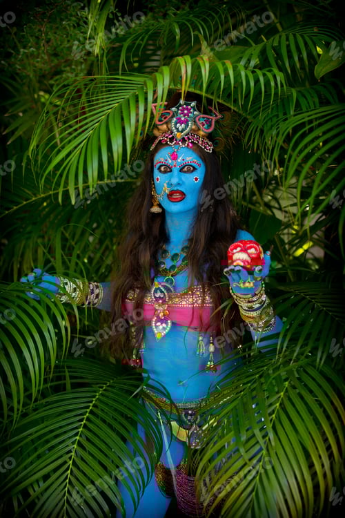 Preview: Buddhist Deity: Woman With Face & Body Paint.