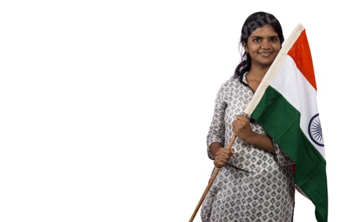 Preview: Girl Waving India'S Flag. Indian Independence Day, Indian Republic Day.