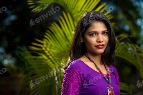 Preview: Beautiful Indian Young Girl Posing Outdoors Or Park.