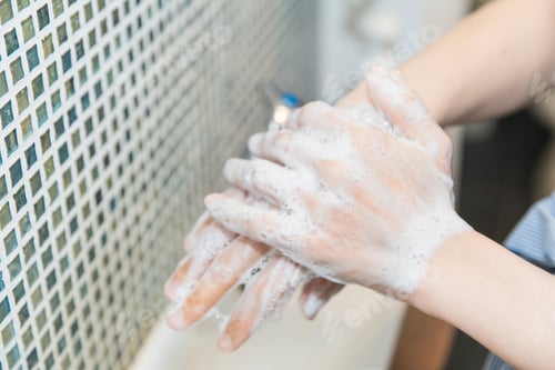 Preview: Close-Up Photo Of Washing Hands Carefully With A Sufficient Amount Of Hand Soap