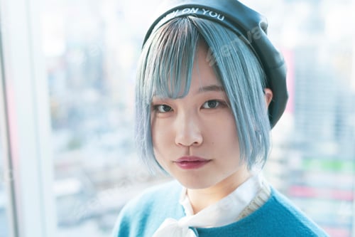 Preview: Asian Young Woman With Blue Hair