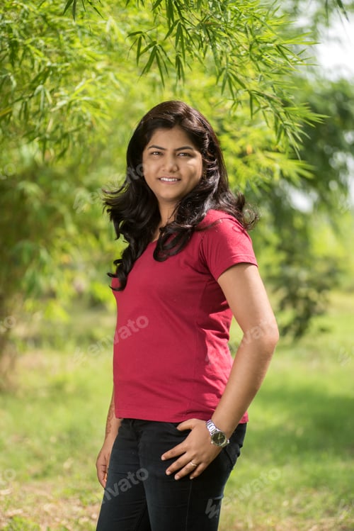 Preview: Beautiful Young Girl Posing Outdoors. Portrait.