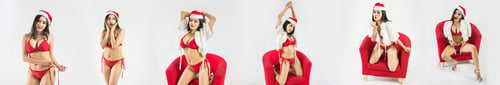 Preview: Beautiful Happy Woman In Sexy Santa Claus Clothes.