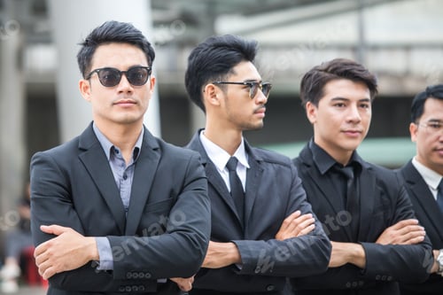 Preview: Asian Business Team Standing Together, Portrait Business People Concept.