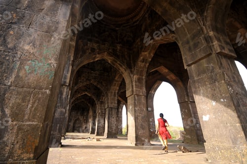 Preview: Portrait Of Smiling Teenage Girl In Front Of Fort