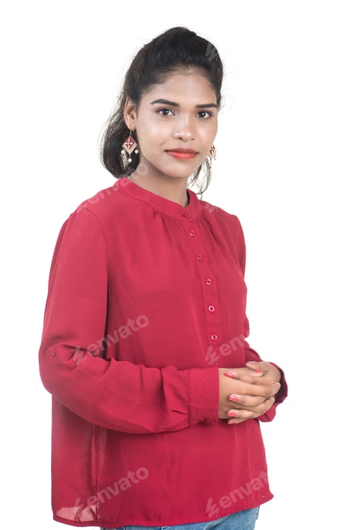 Preview: Beautiful Indian Traditional Girl Posing On White Background.