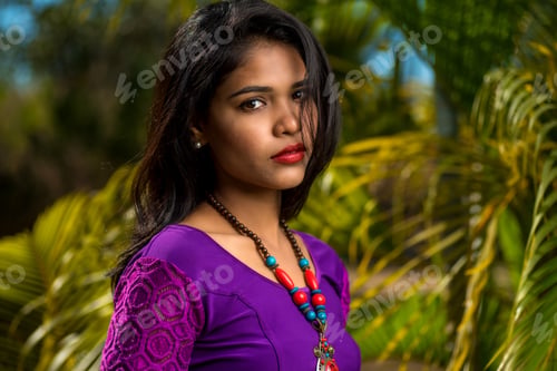 Preview: Beautiful Indian Young Girl Posing Outdoors Or Park.