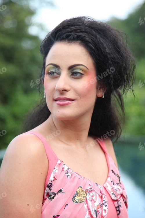 Preview: Fashion Image With Bold Make-Up And Modern Hairstyle.