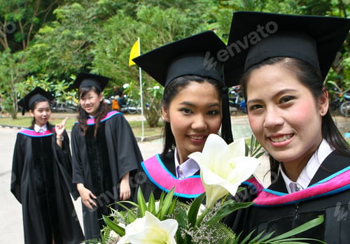 Preview: Beautiful Asian University Graduates Celebrate Their Success.