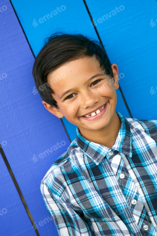 Preview: Portrait Of A Happy Boy With Bright Background.