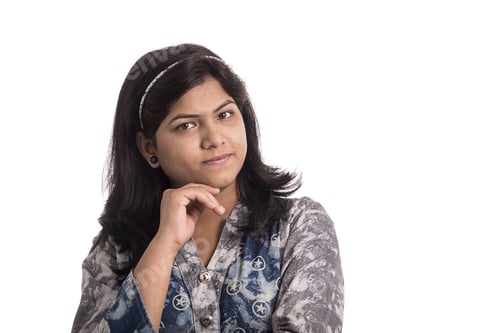 Preview: Portrait Of Beautiful Young Girl On White Background