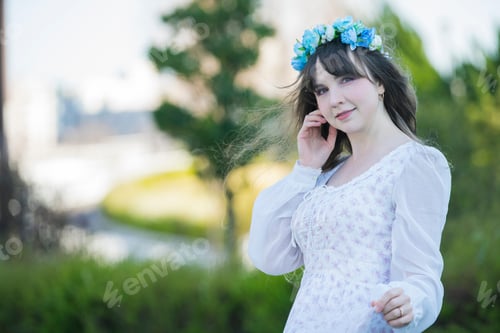 Preview: Portrait Of Woman With Blue Corolla