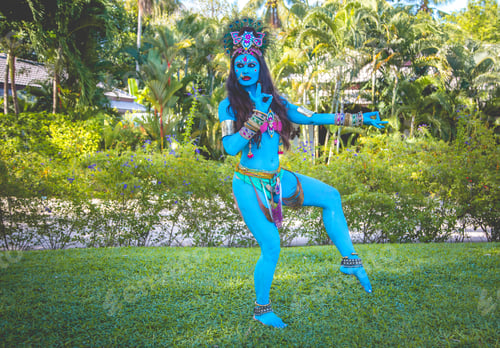 Preview: Buddhist Deity: Woman With Face & Body Paint.