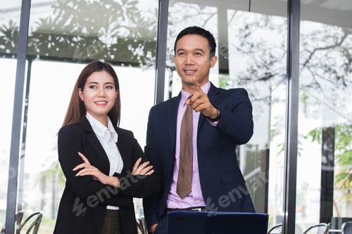 Preview: Asia Business People Or Businessman And Businesswoman Working, Protrait Business Concept.