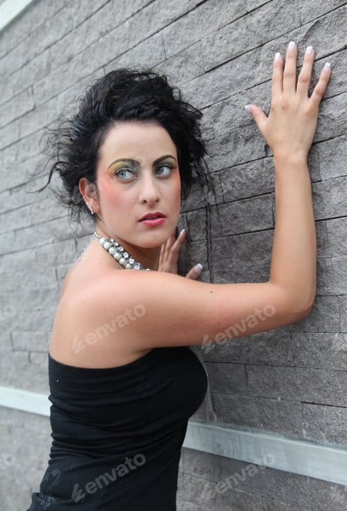 Preview: Fashion Image With Bold Make-Up And Modern Hairstyle.