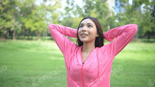Preview: Exercise Concepts. The Young Athlete Is Breathing Freshly In The Garden. 4K Resolution.