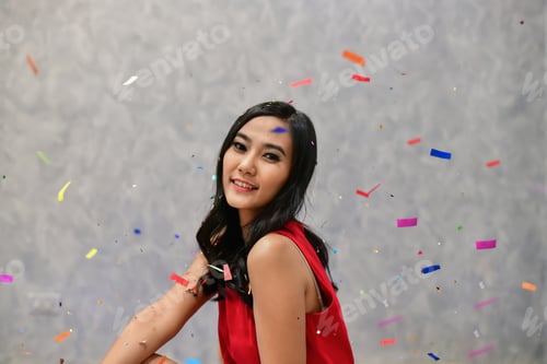 Preview: Celebration Concept. Beautiful Girls Are Having Fun At The Party. Asian Girls Like The New Year.