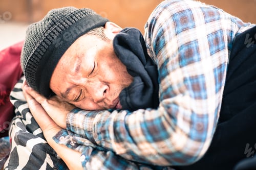 Preview: Homeless Man Sleep On Street.