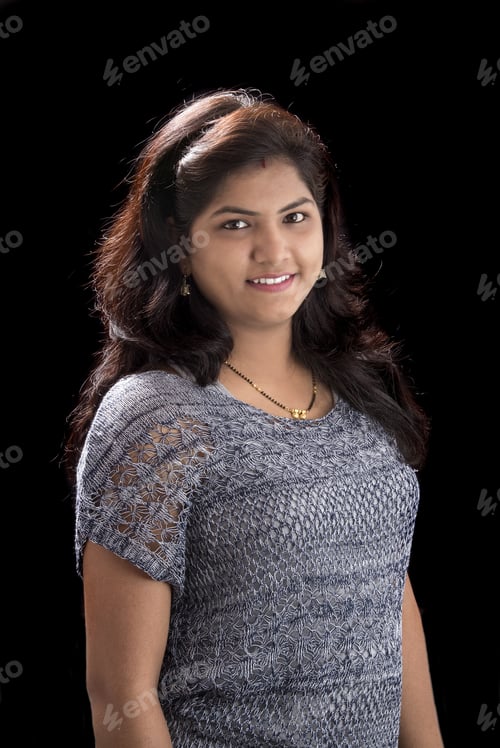 Preview: Portrait Of Beautiful Young Girl On Black Background