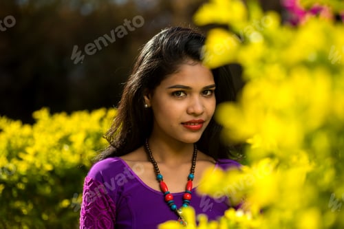 Preview: Beautiful Indian Young Girl Posing Outdoors Or Park.