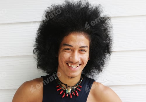 Preview: Thai Man With A Big Afro Hairstyle.